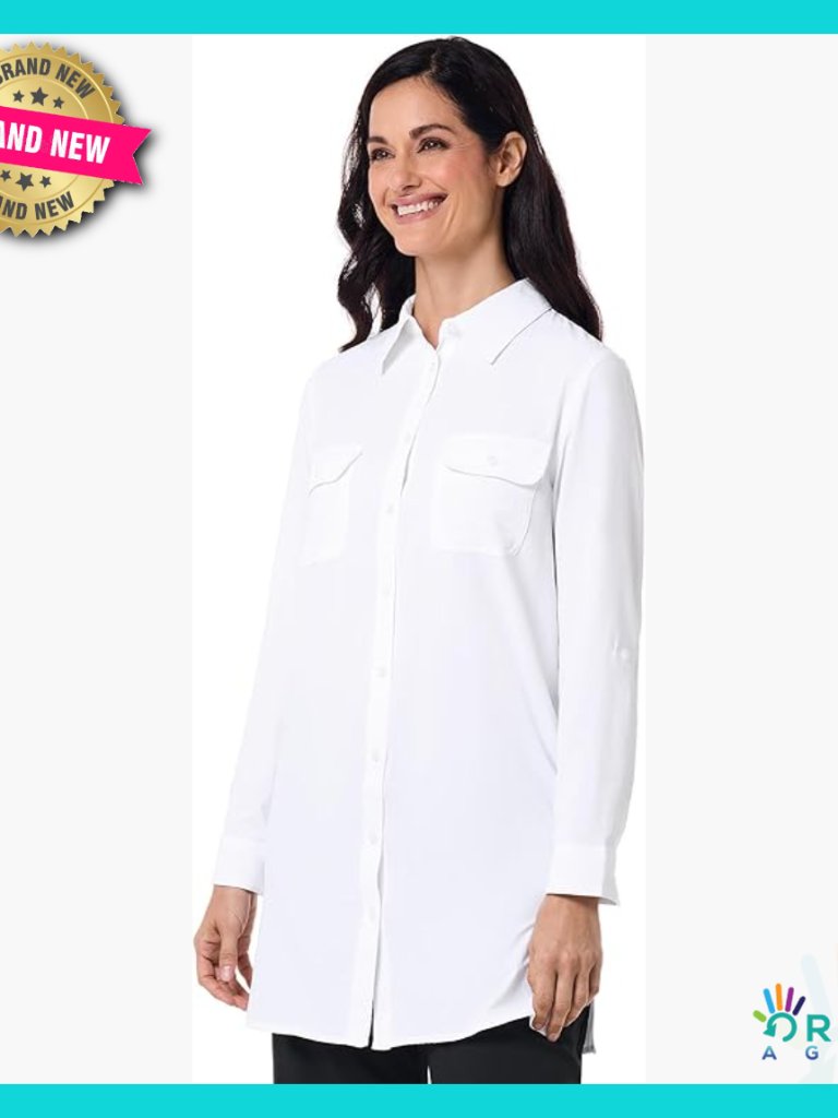 Long Sleeve Tunic Shirt Upf 50+ Sun Protection Elegant Beach Coverup Lightweight